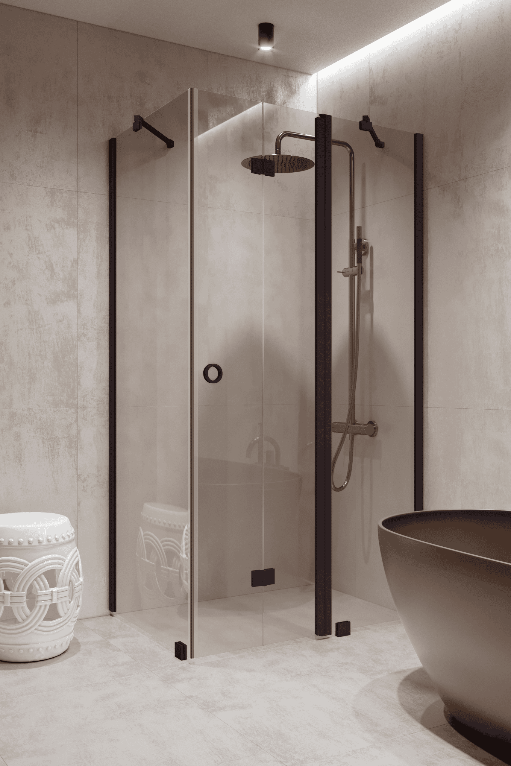 Shower enclosure Hietakari Forma 371, fixed wall + folding door with fixed part – 9