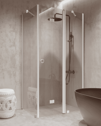Shower enclosure Hietakari Forma 371, fixed wall + folding door with fixed part