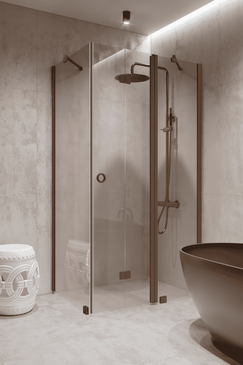 Shower enclosure Hietakari Forma 371, Mocha frame, clear glass Shower enclosure Hietakari Forma 371, Mocha frame, clear glass