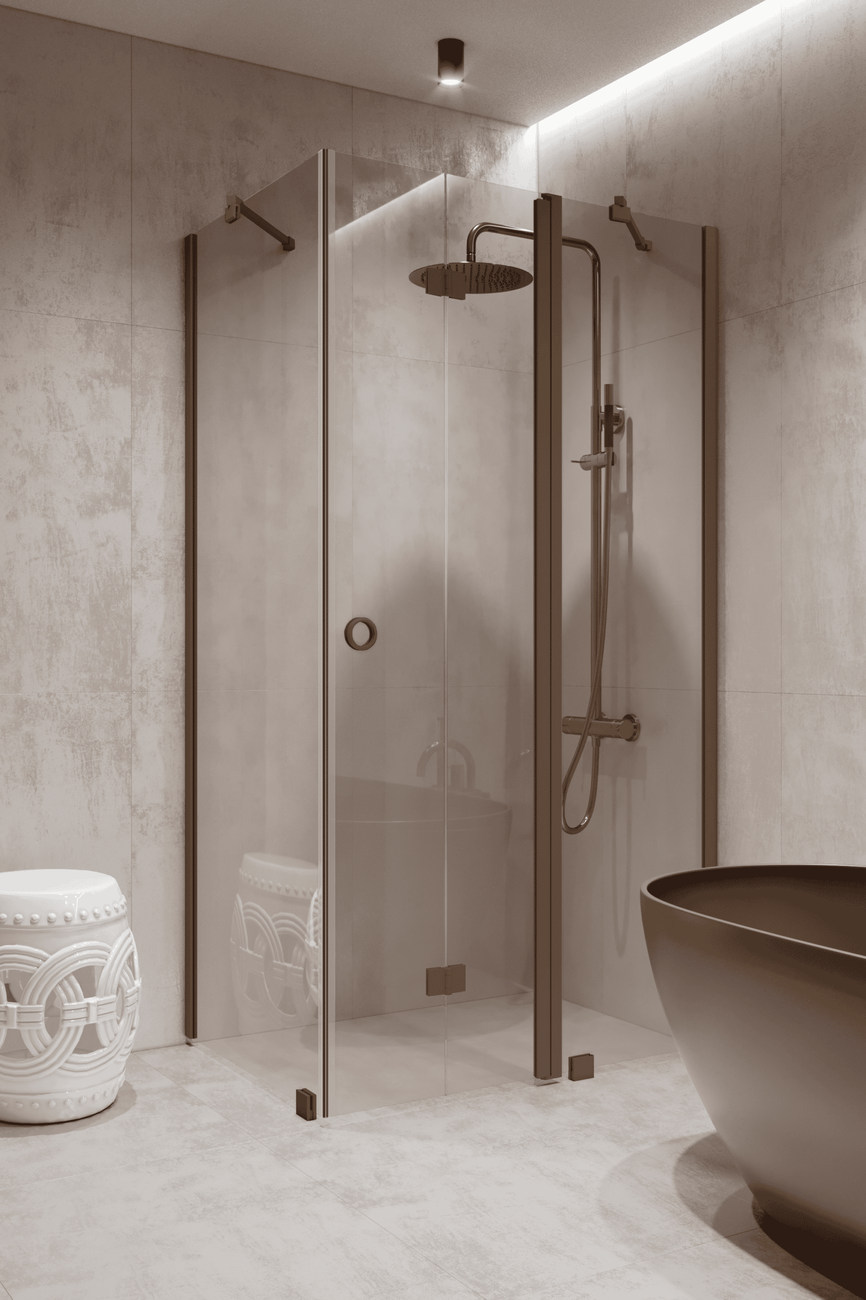 Shower enclosure Hietakari Forma 371, Mocha frame, clear glass Shower enclosure Hietakari Forma 371, Mocha frame, clear glass