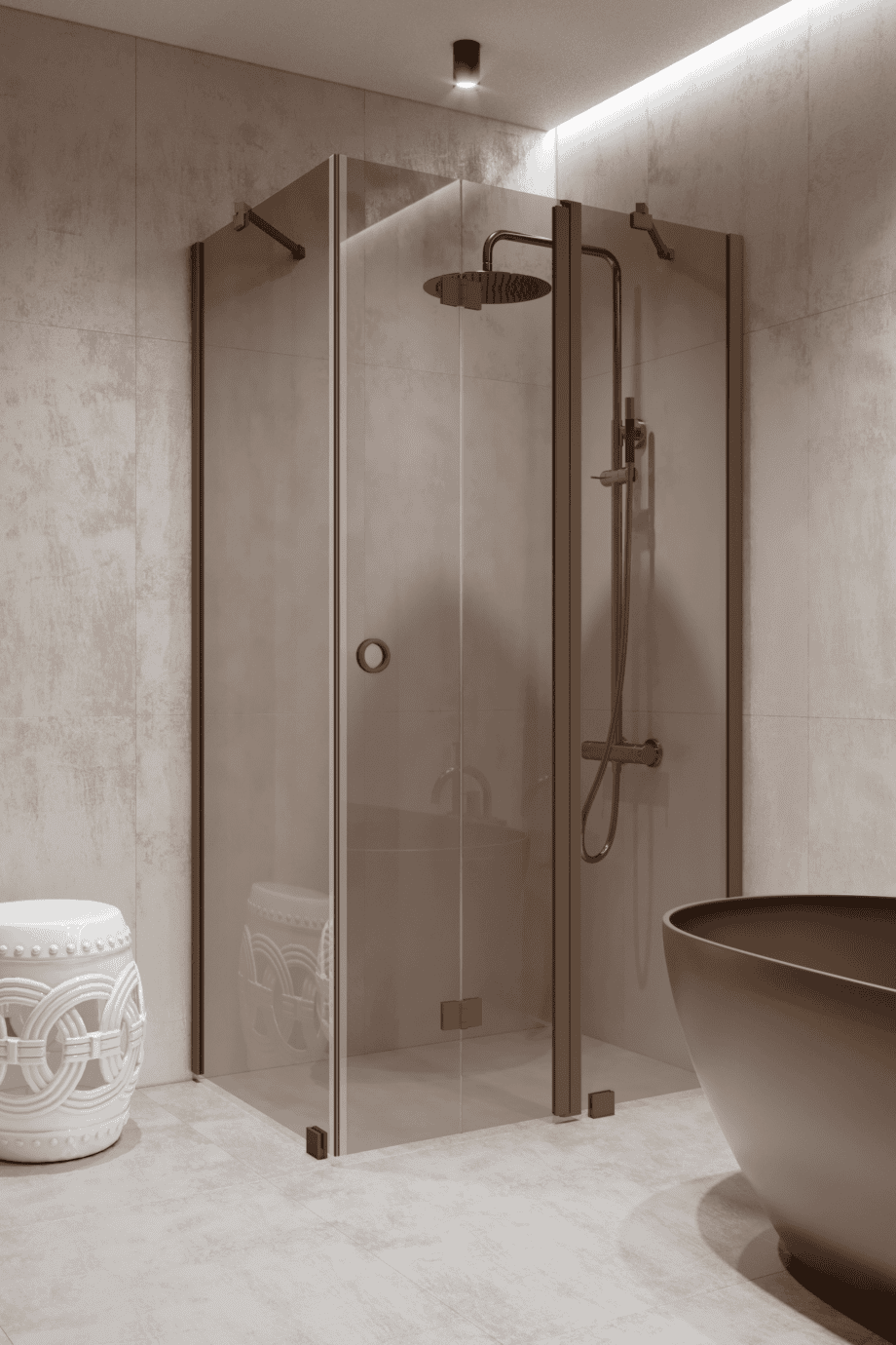 Shower enclosure Hietakari Forma 371, Mocha frame, bronze tinted glass Shower enclosure Hietakari Forma 371, Mocha frame, bronze tinted glass