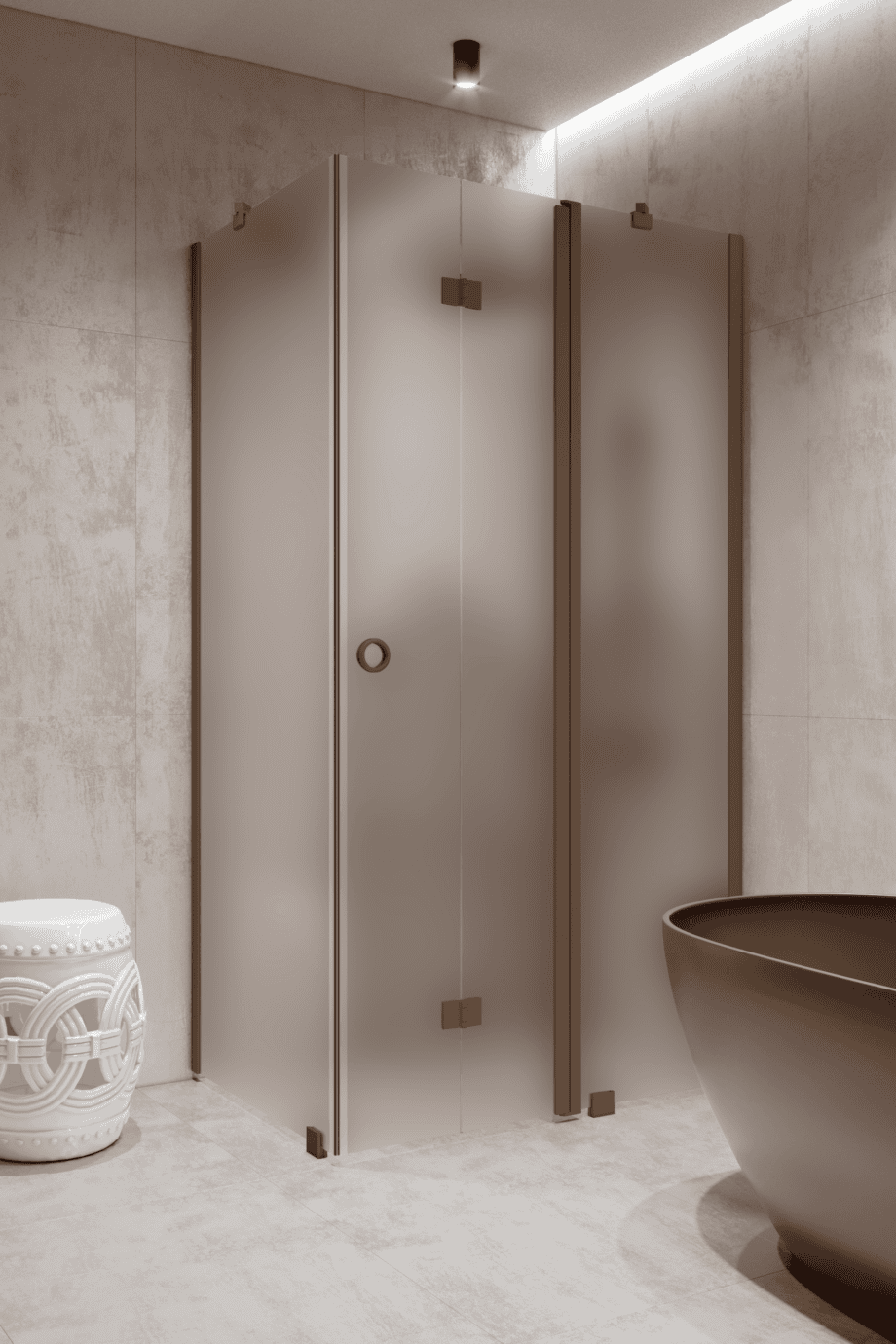 Shower enclosure Hietakari Forma 371, Mocha frame, satin frosted glass Shower enclosure Hietakari Forma 371, Mocha frame, satin frosted glass