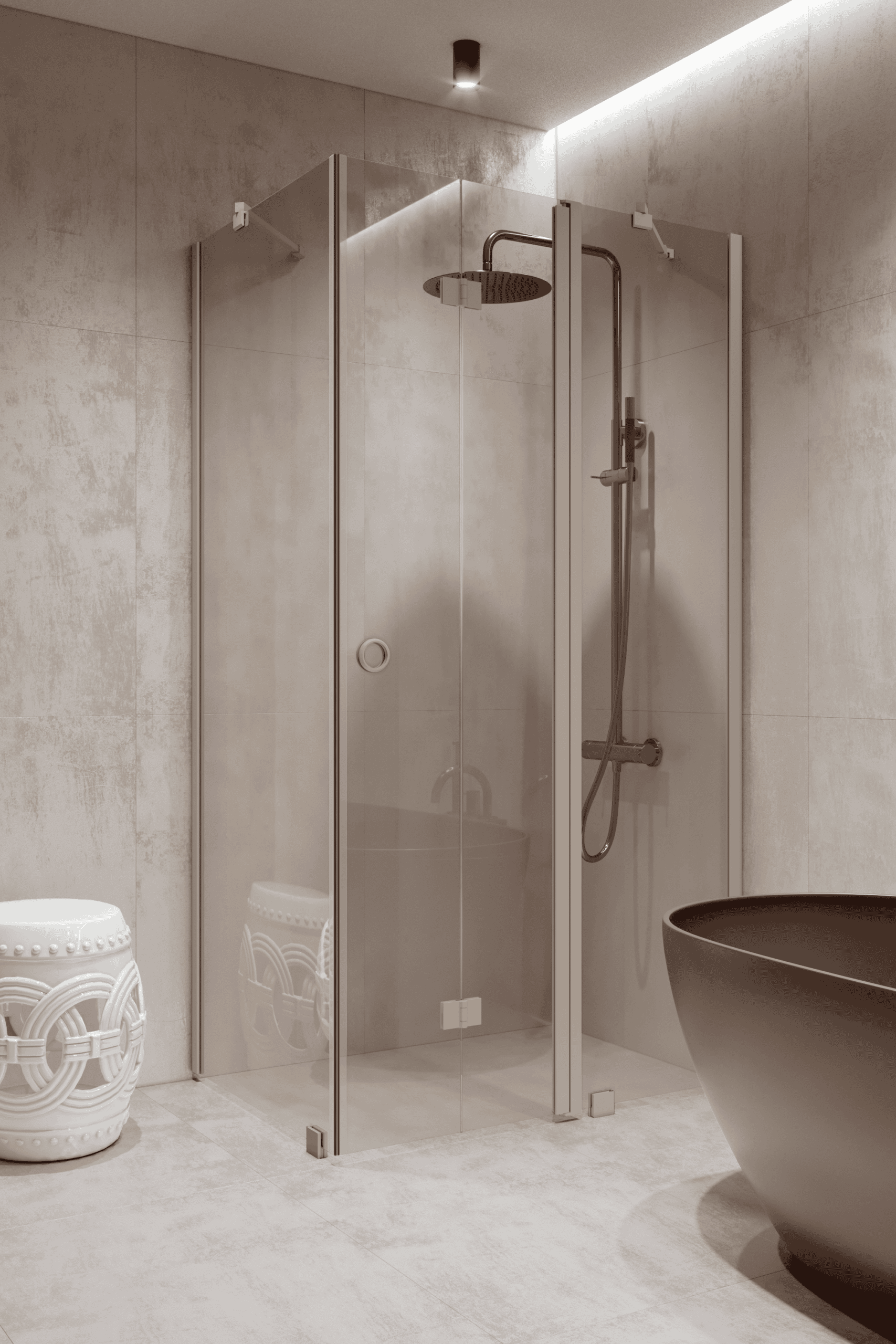 Shower enclosure Hietakari Forma 371, fixed wall + folding door with fixed part – 7