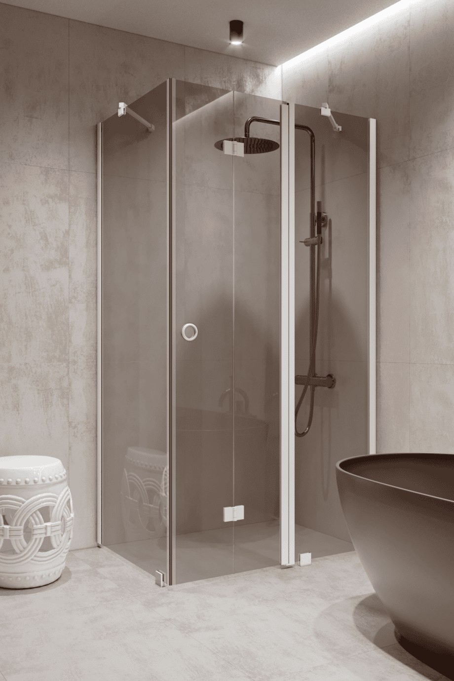 Shower enclosure Hietakari Forma 371, white frame, grey tinted glass Shower enclosure Hietakari Forma 371, white frame, grey tinted glass