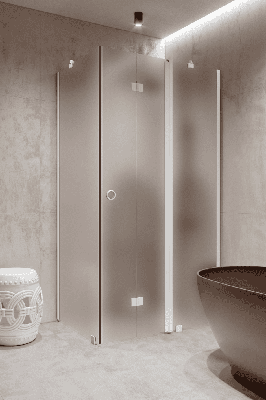 Shower enclosure Hietakari Forma 371, white frame, satin frosted glass Shower enclosure Hietakari Forma 371, white frame, satin frosted glass