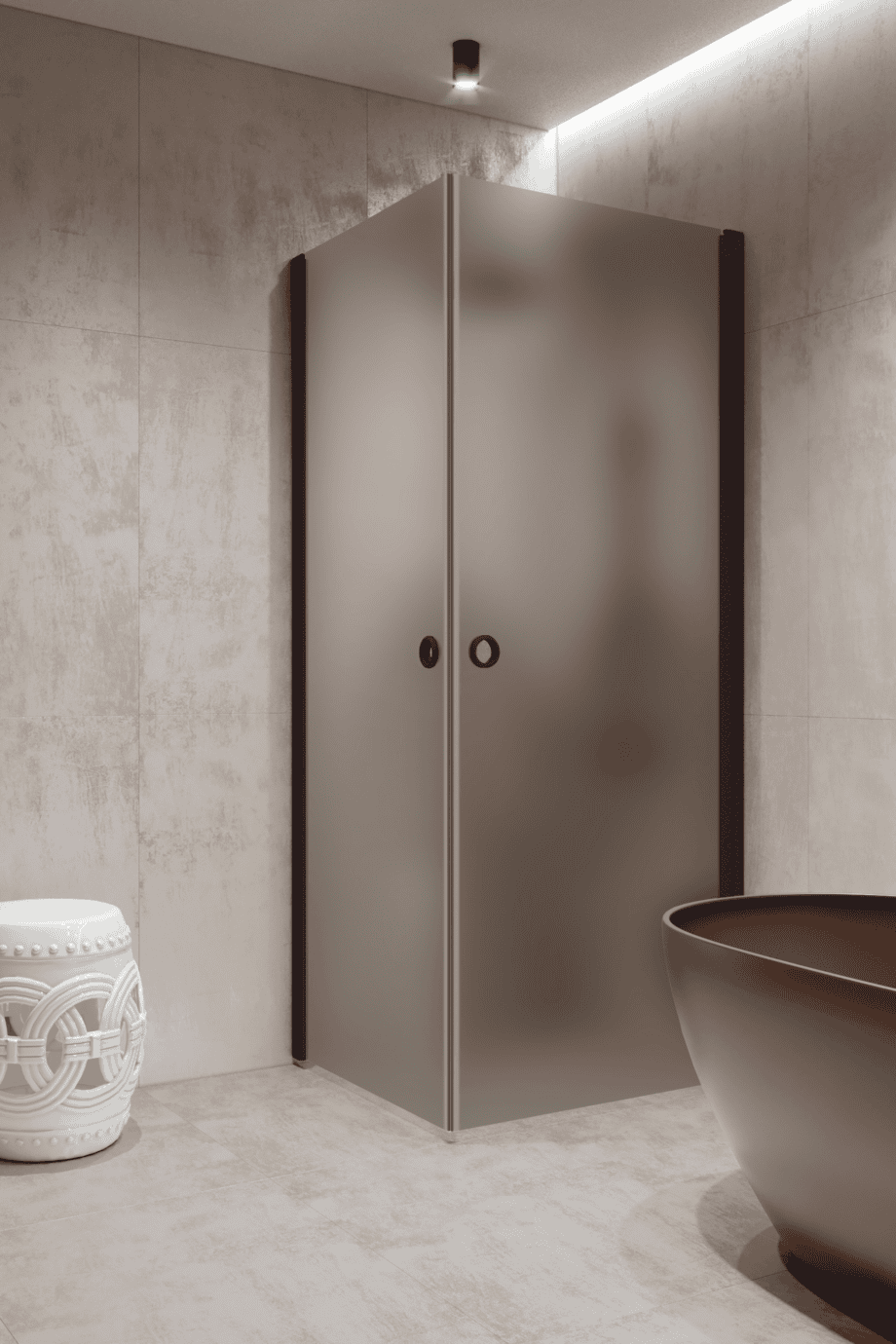 Shower enclosure Hietakari Forma 372, Cocoa frame, grey satin glass Shower enclosure Hietakari Forma 372, Cocoa frame, grey satin glass