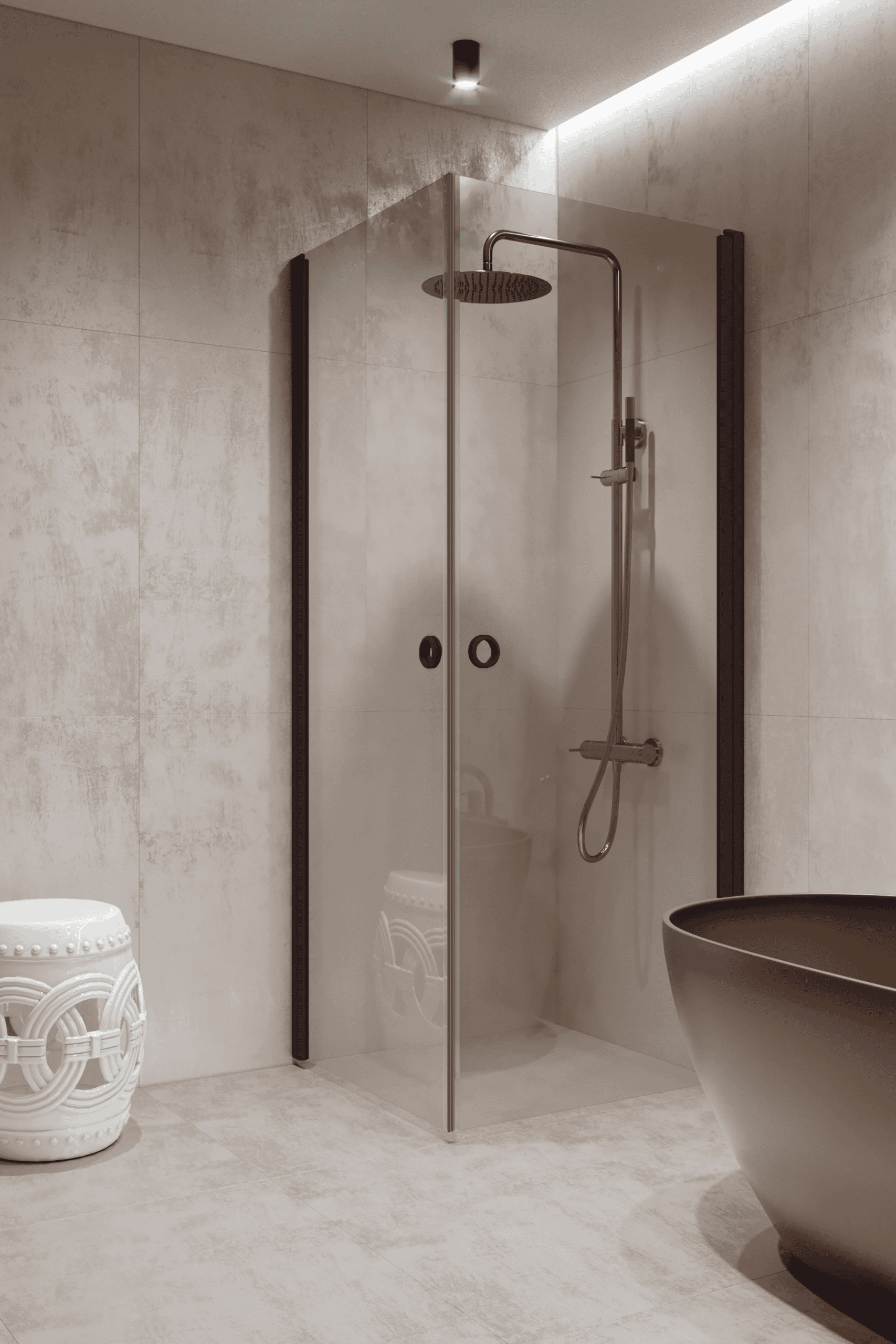Shower enclosure Hietakari Forma 372, Cocoa frame, clear glass Shower enclosure Hietakari Forma 372, Cocoa frame, clear glass