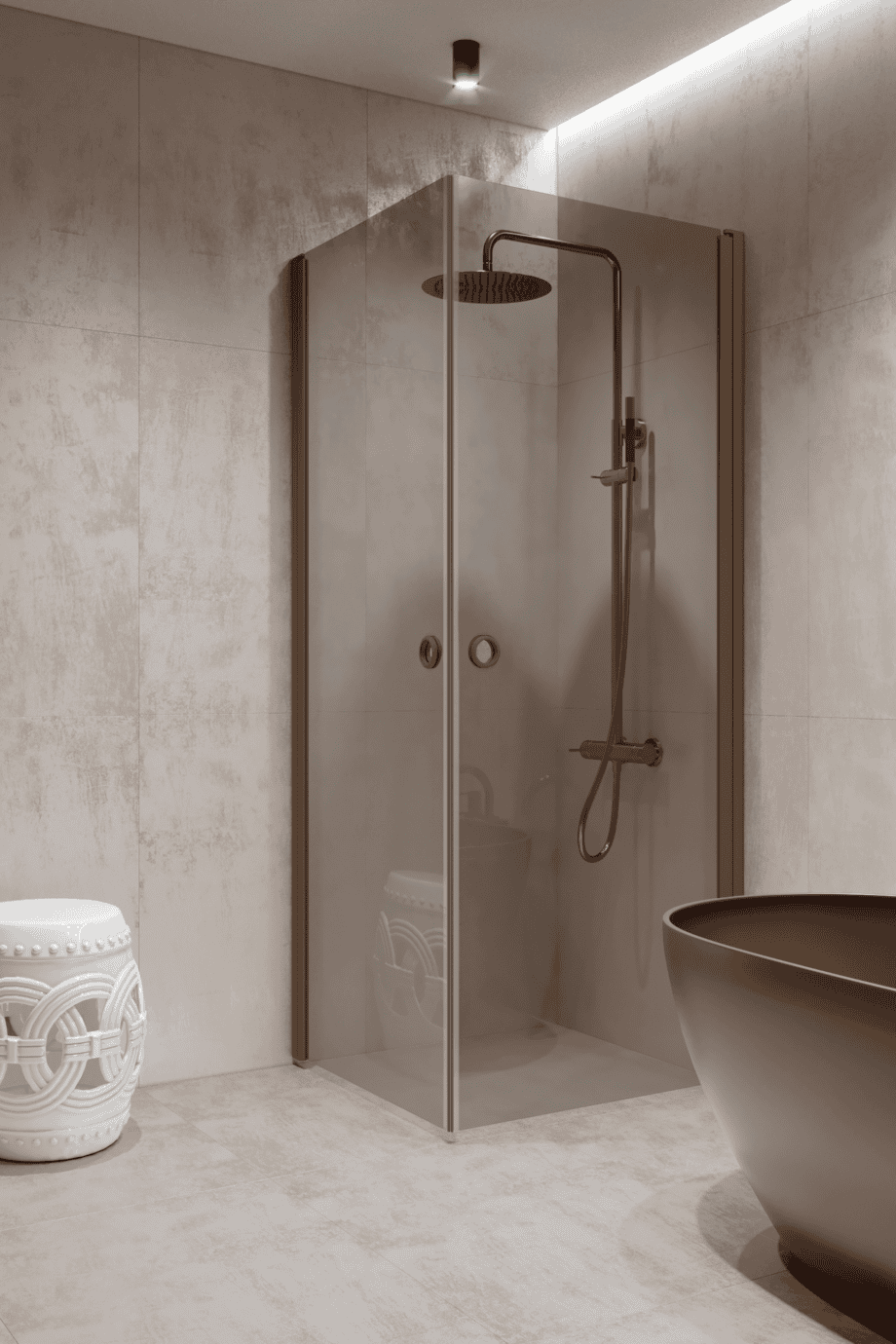 Shower enclosure Hietakari Forma 372, Mocha frame, grey tinted glass Shower enclosure Hietakari Forma 372, Mocha frame, grey tinted glass