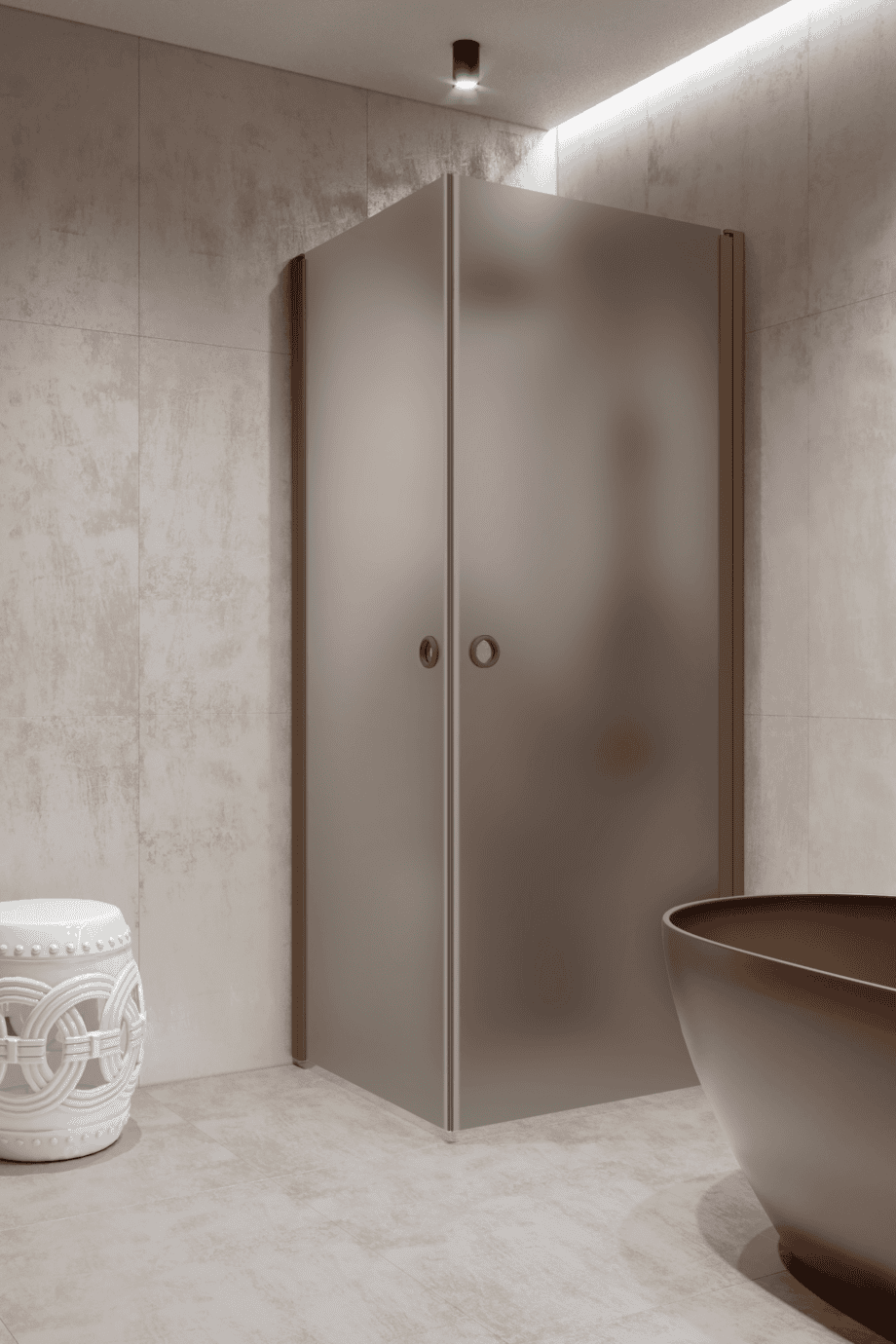Shower enclosure Hietakari Forma 372, Mocha frame, grey satin glass Shower enclosure Hietakari Forma 372, Mocha frame, grey satin glass
