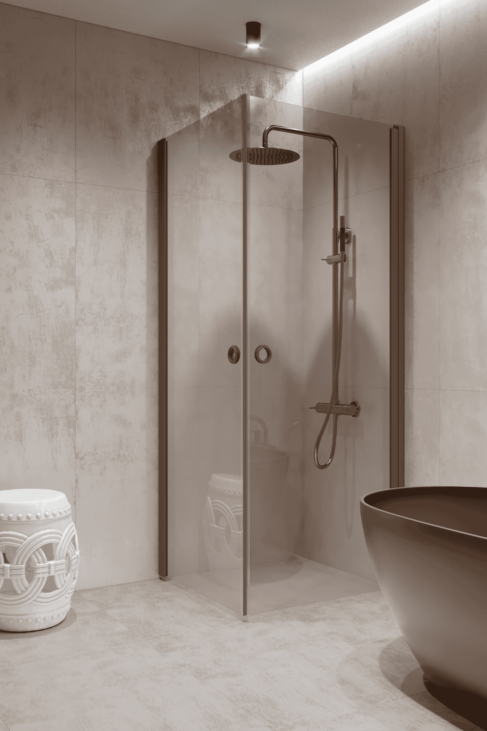 Shower enclosure Hietakari Forma 372, Mocha frame, clear glass Shower enclosure Hietakari Forma 372, Mocha frame, clear glass