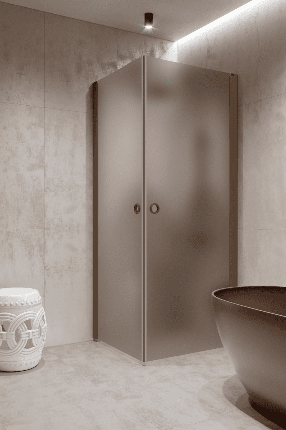 Shower enclosure Hietakari Forma 372, Mocha frame, brown satin glass Shower enclosure Hietakari Forma 372, Mocha frame, brown satin glass