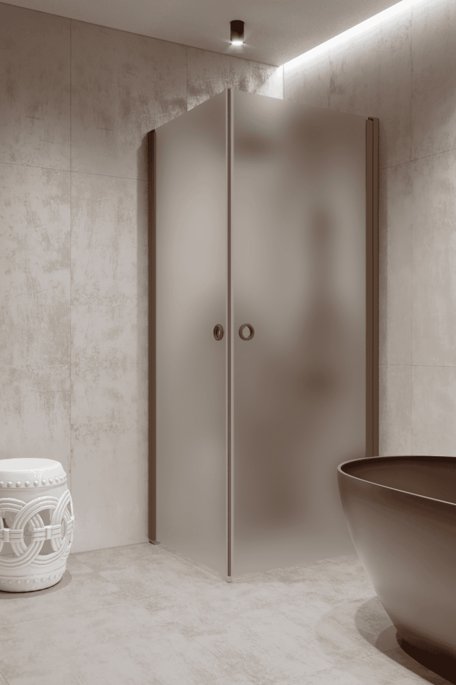 Shower enclosure Hietakari Forma 372, Mocha frame, satin frosted glass Shower enclosure Hietakari Forma 372, Mocha frame, satin frosted glass