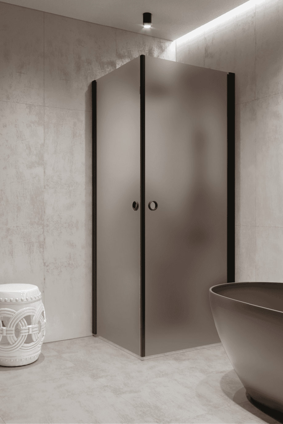Shower enclosure Hietakari Forma 372, black frame, grey satin glass Shower enclosure Hietakari Forma 372, black frame, grey satin glass