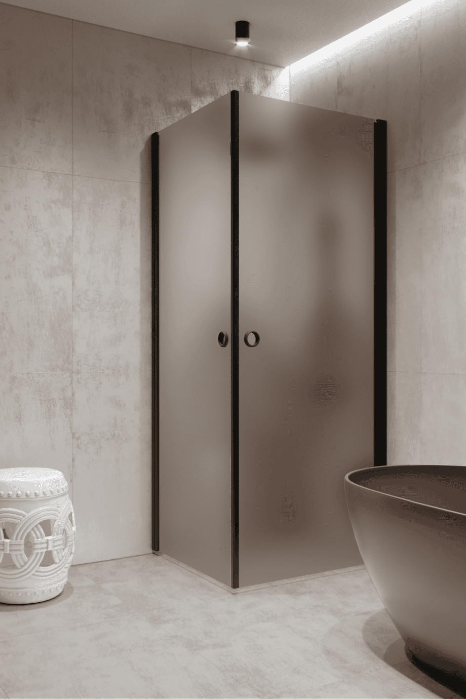 Shower enclosure Hietakari Forma 372, black frame, brown satin glass Shower enclosure Hietakari Forma 372, black frame, brown satin glass