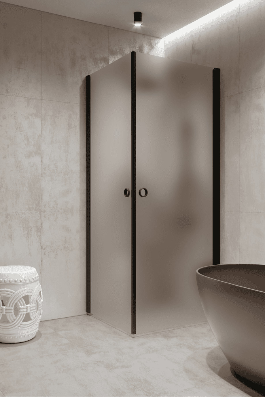 Shower enclosure Hietakari Forma 372, black frame, satin frosted glass Shower enclosure Hietakari Forma 372, black frame, satin frosted glass