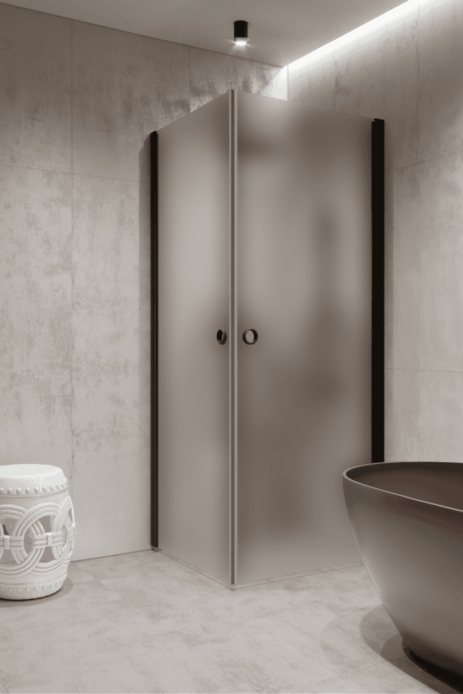 Shower enclosure Hietakari Forma 372, black frame, super bright satin glass Shower enclosure Hietakari Forma 372, black frame, super bright satin glass