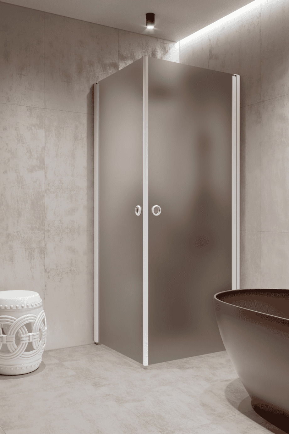 Shower enclosure Hietakari Forma 372, white frame, grey satin glass Shower enclosure Hietakari Forma 372, white frame, grey satin glass