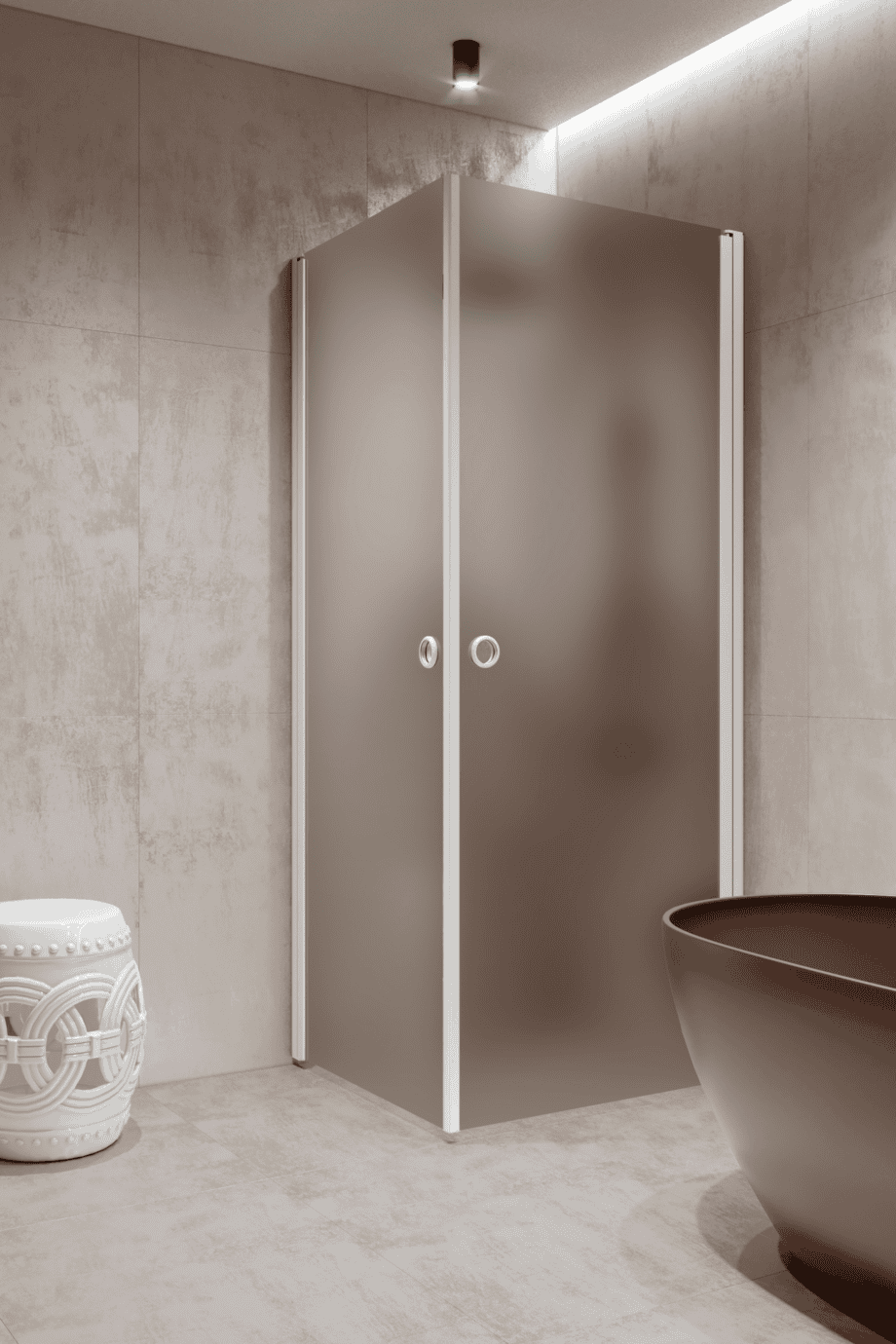 Shower enclosure Hietakari Forma 372, white frame, brown satin glass Shower enclosure Hietakari Forma 372, white frame, brown satin glass