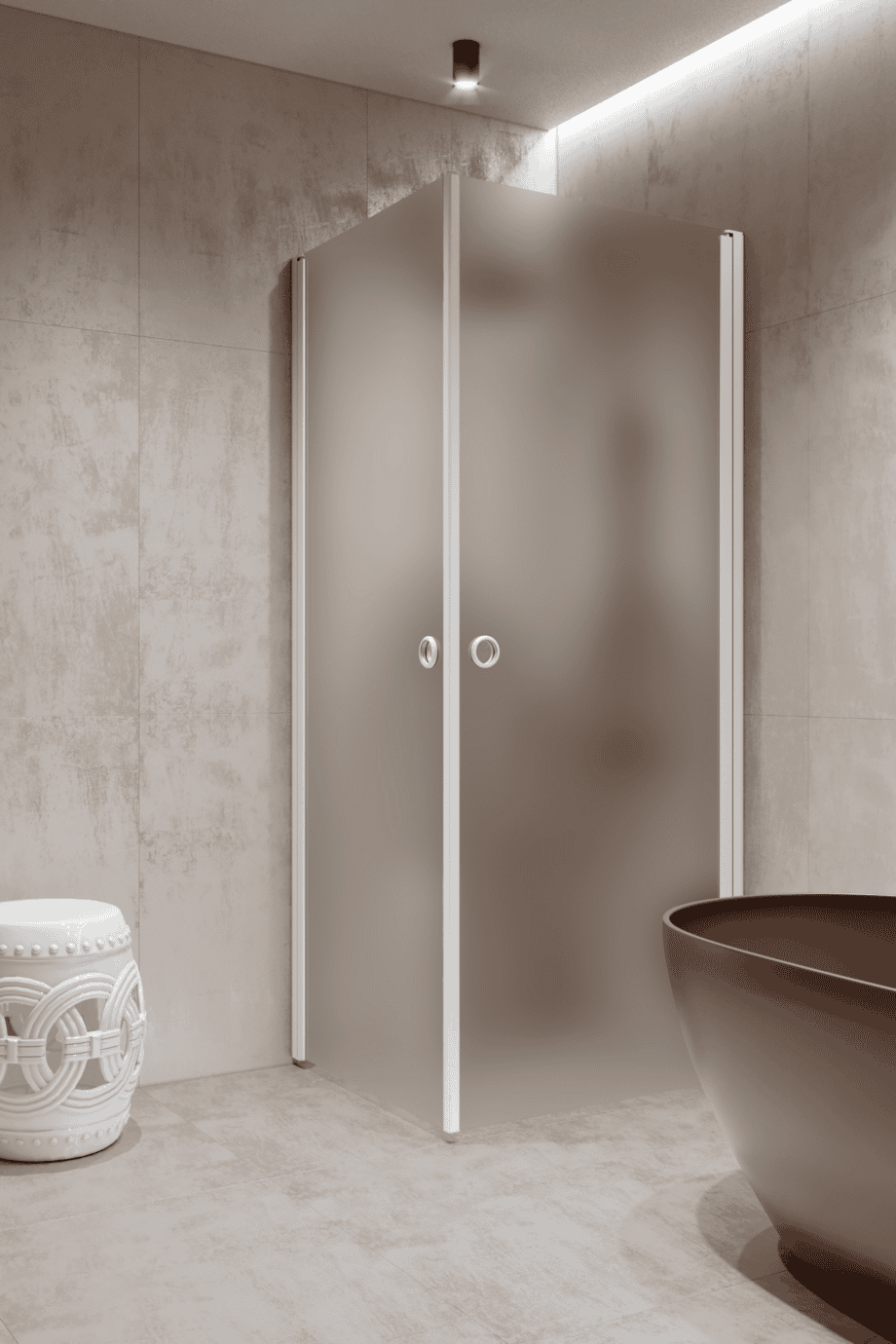 Shower enclosure Hietakari Forma 372, white frame, satin frosted glass Shower enclosure Hietakari Forma 372, white frame, satin frosted glass