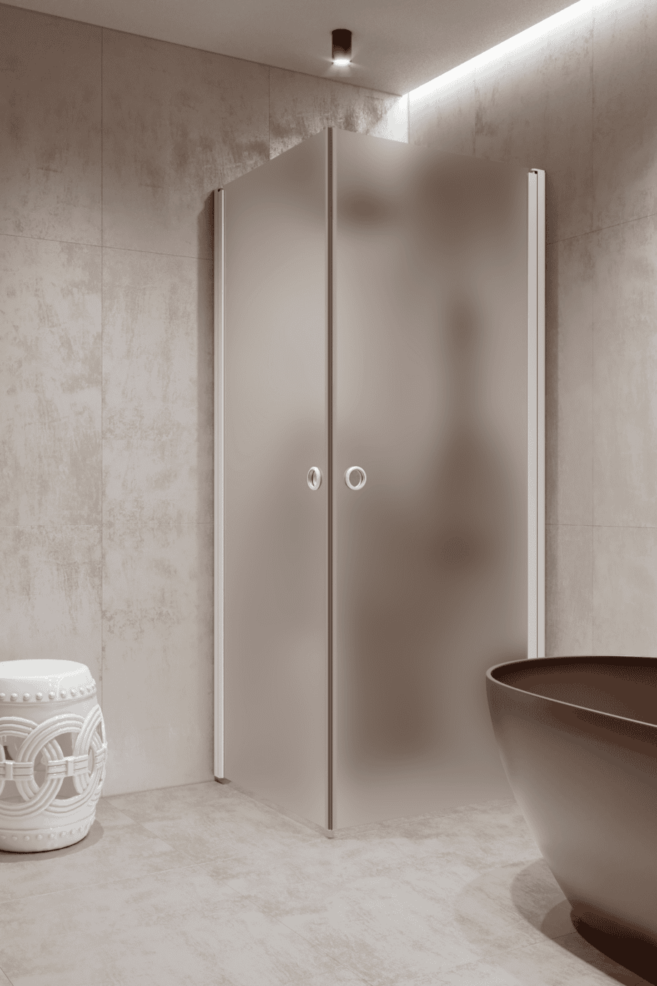 Shower enclosure Hietakari Forma 372, white frame, super bright satin glass Shower enclosure Hietakari Forma 372, white frame, super bright satin glass