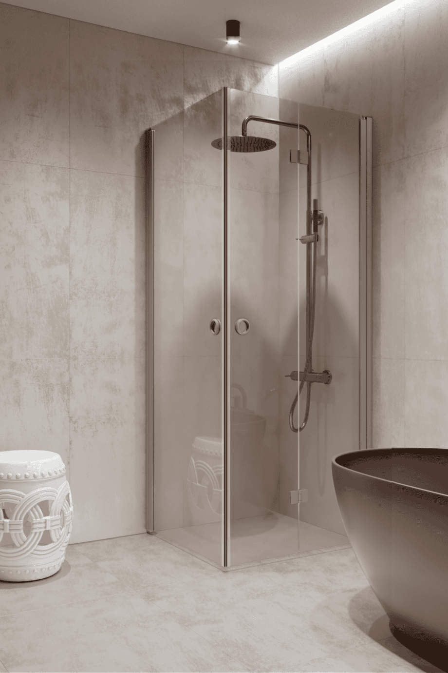 Shower enclosure Hietakari Forma 373, aluminium frame, clear glass Shower enclosure Hietakari Forma 373, hinged door + folding door – 5