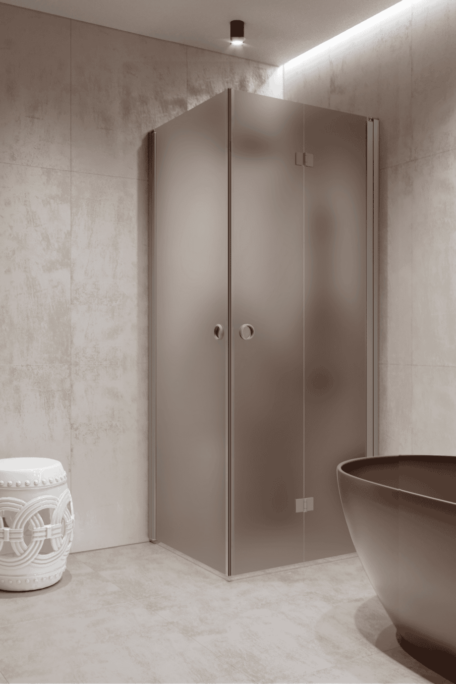 Shower enclosure Hietakari Forma 373, aluminium frame, brown satin glass Shower enclosure Hietakari Forma 373, aluminium frame, brown satin glass