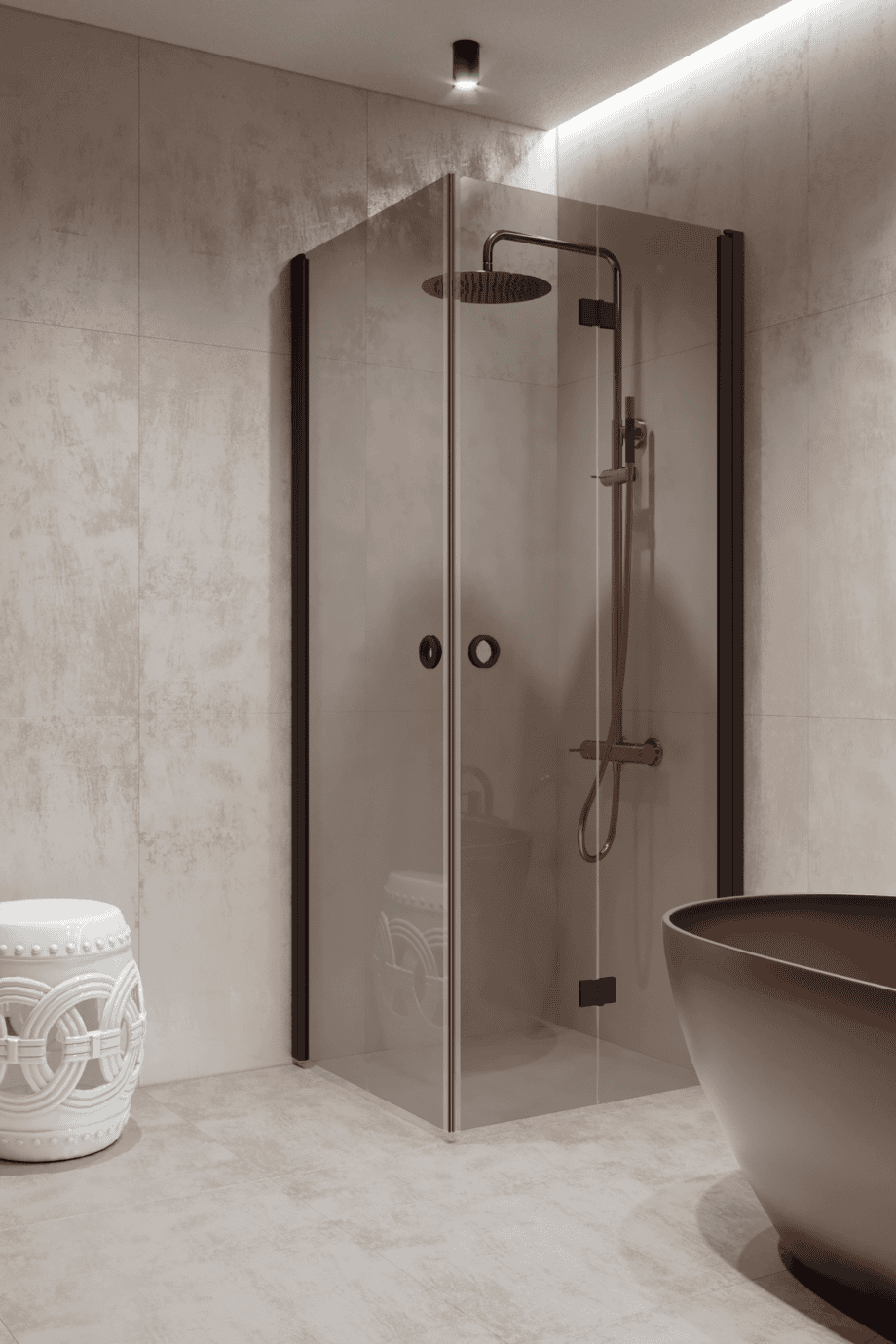 Shower enclosure Hietakari Forma 373, Cocoa frame, grey tinted glass Shower enclosure Hietakari Forma 373, Cocoa frame, grey tinted glass