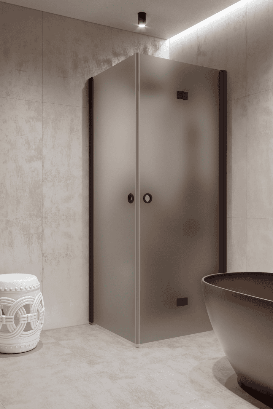 Shower enclosure Hietakari Forma 373, Cocoa frame, grey satin glass Shower enclosure Hietakari Forma 373, Cocoa frame, grey satin glass