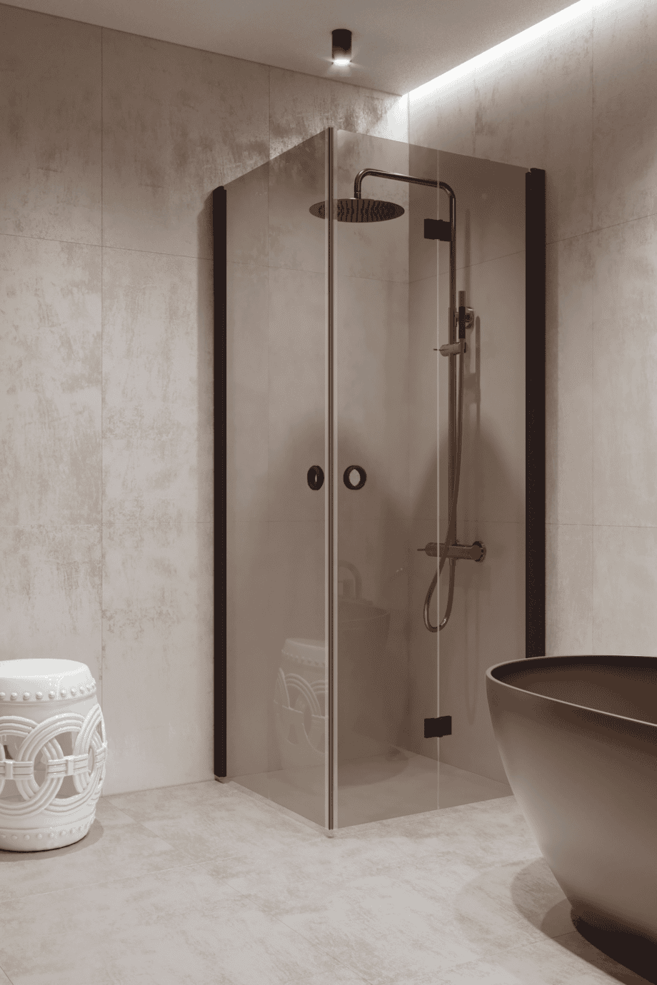 Shower enclosure Hietakari Forma 373, Cocoa frame, bronze tinted glass Shower enclosure Hietakari Forma 373, Cocoa frame, bronze tinted glass