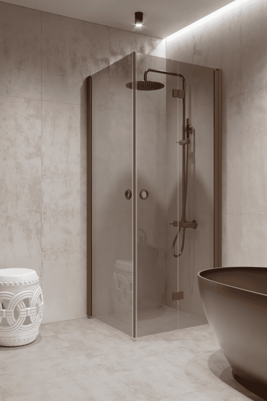 Shower enclosure Hietakari Forma 373, Mocha frame, grey tinted glass Shower enclosure Hietakari Forma 373, Mocha frame, grey tinted glass