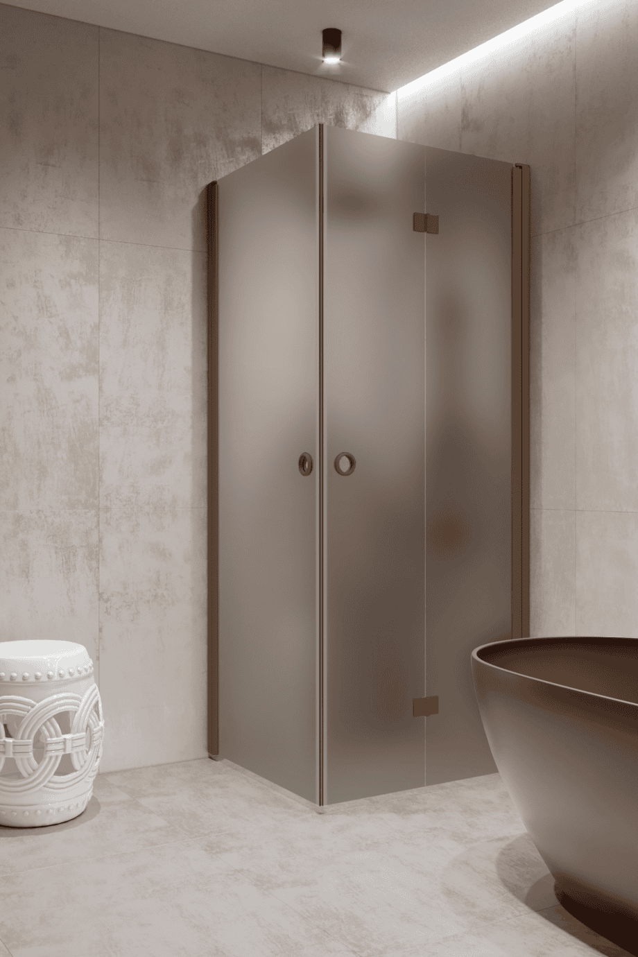 Shower enclosure Hietakari Forma 373, Mocha frame, grey satin glass Shower enclosure Hietakari Forma 373, Mocha frame, grey satin glass