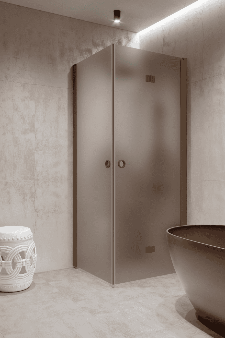 Shower enclosure Hietakari Forma 373, Mocha frame, brown satin glass Shower enclosure Hietakari Forma 373, Mocha frame, brown satin glass