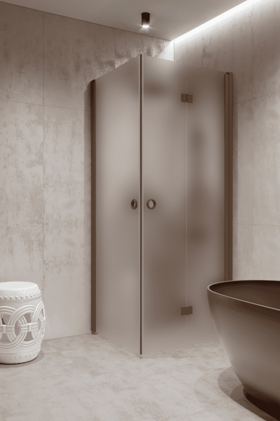 Shower enclosure Hietakari Forma 373, Mocha frame, super bright satin glass Shower enclosure Hietakari Forma 373, Mocha frame, super bright satin glass