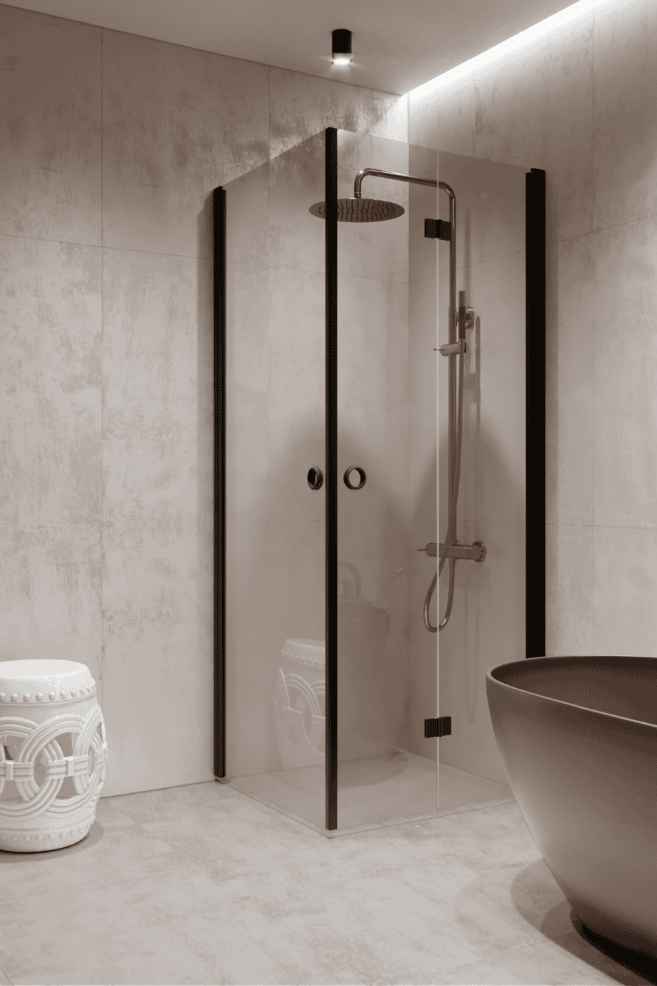 Shower enclosure Hietakari Forma 373, black frame, clear glass Shower enclosure Hietakari Forma 373, hinged door + folding door – 6