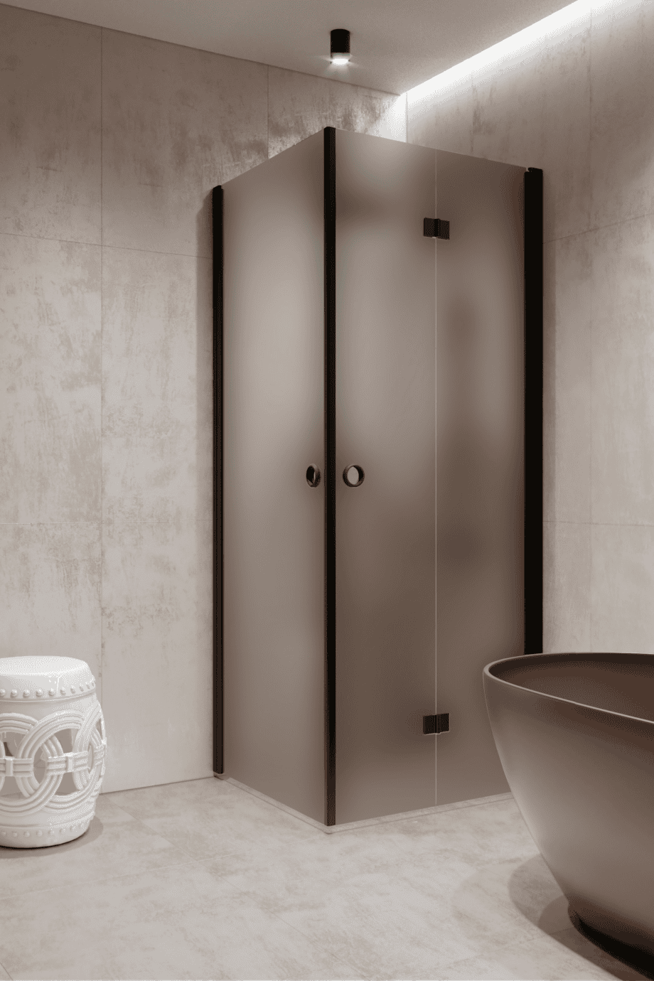 Shower enclosure Hietakari Forma 373, black frame, brown satin glass Shower enclosure Hietakari Forma 373, black frame, brown satin glass