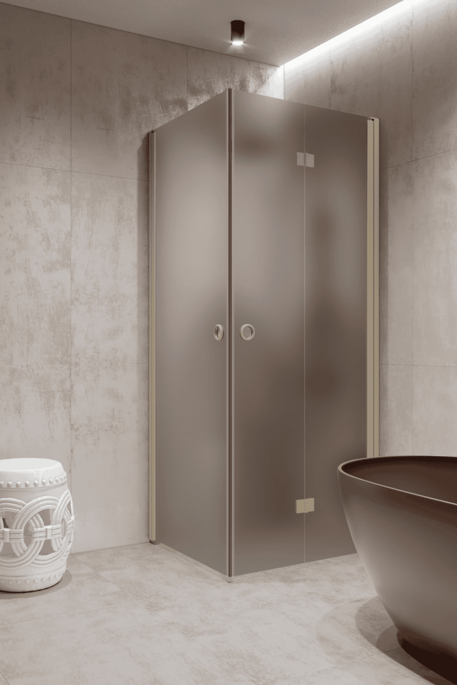Shower enclosure Hietakari Forma 373, Sand frame, grey satin glass Shower enclosure Hietakari Forma 373, Sand frame, grey satin glass