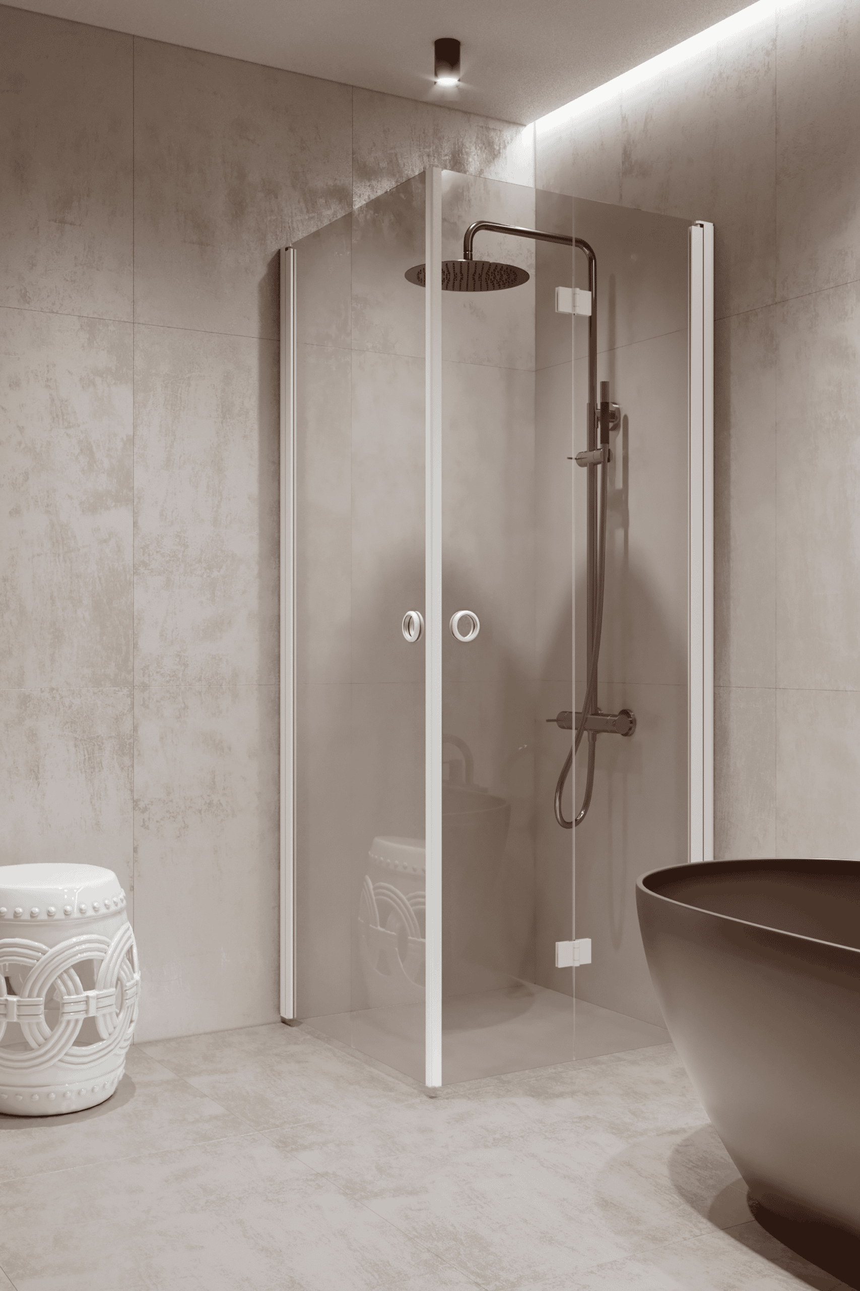 Shower enclosure Hietakari Forma 373, hinged door + folding door