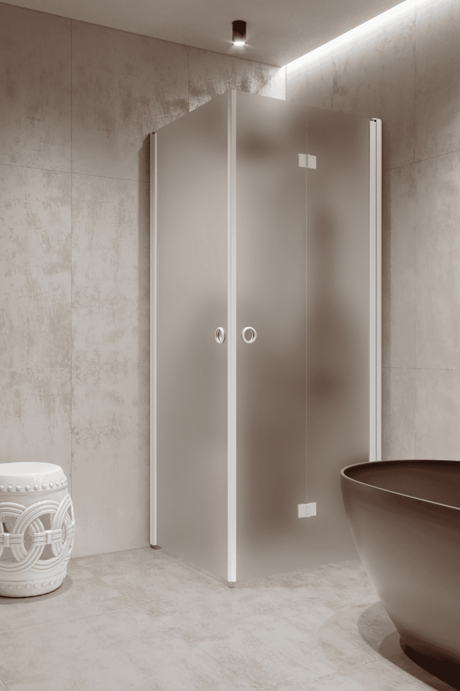 Shower enclosure Hietakari Forma 373, white frame, satin frosted glass Shower enclosure Hietakari Forma 373, white frame, satin frosted glass