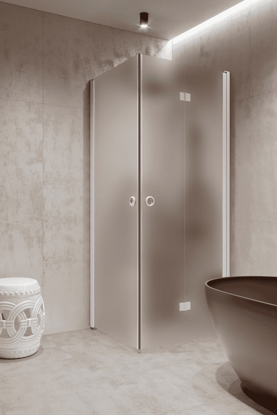 Shower enclosure Hietakari Forma 373, white frame, super bright satin glass Shower enclosure Hietakari Forma 373, white frame, super bright satin glass