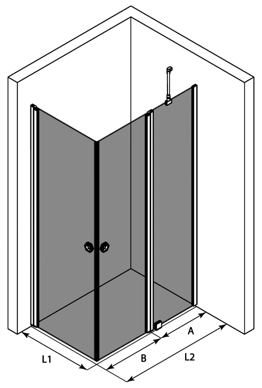 Shower enclosure Hietakari Forma 374, hinged door + hinged door with fixed part – 3