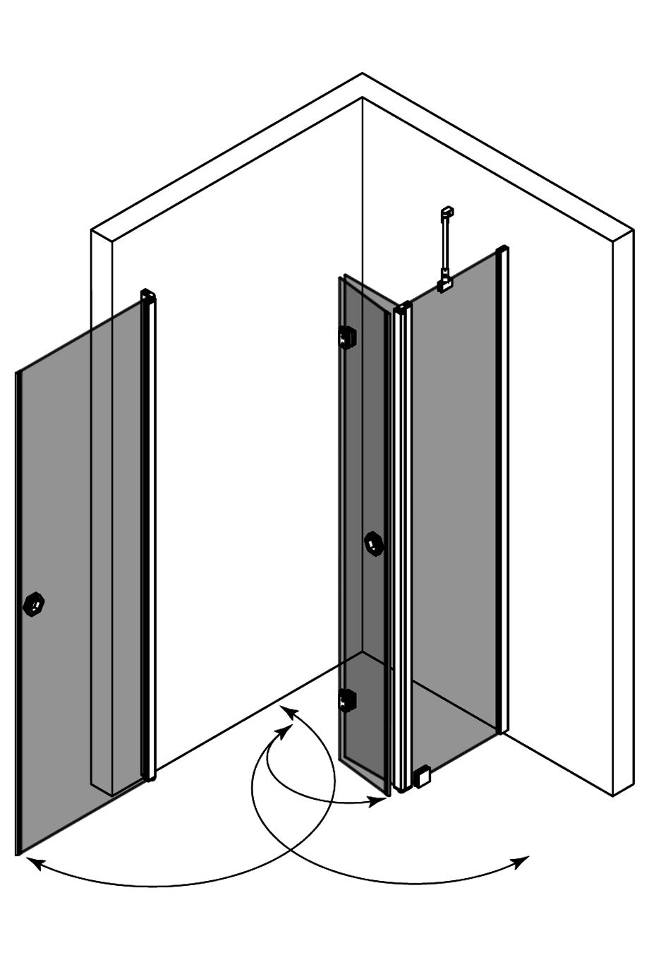 Shower enclosure Hietakari Forma 375, hinged door + folding door with fixed part ā 4