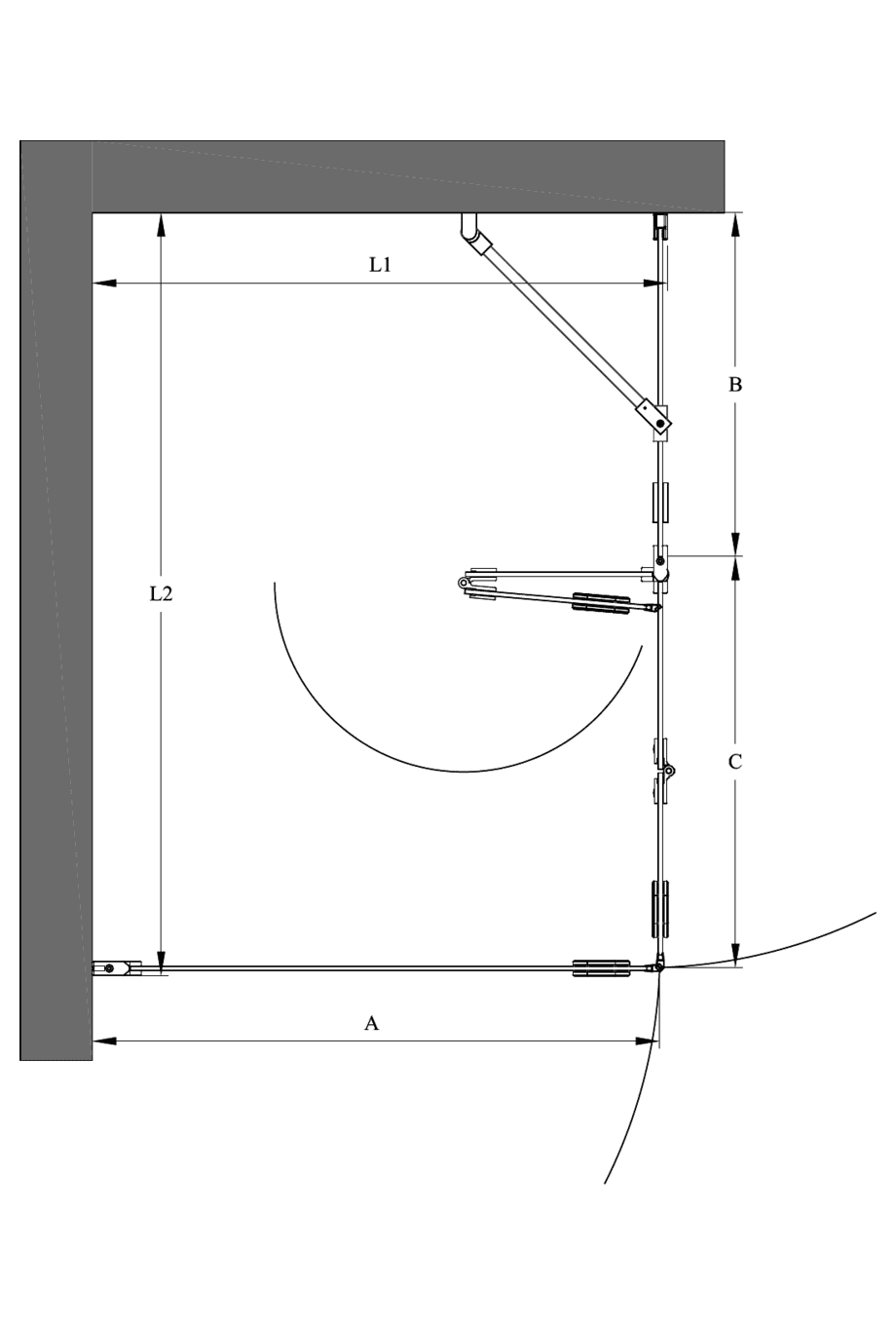 Shower enclosure Hietakari Forma 375, hinged door + folding door with fixed part ā 2