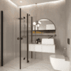 Shower enclosure Hietakari Forma 375, black frame, clear glass Shower enclosure Hietakari Forma 375, hinged door + folding door with fixed part ā 6
