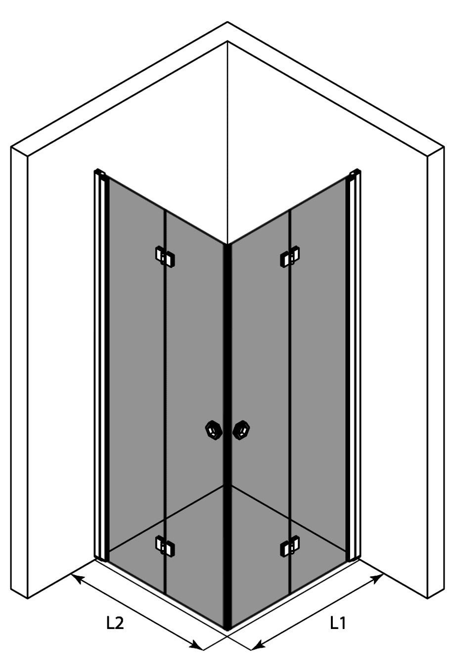 Shower enclosure Hietakari Forma 376, folding door + folding door ā 3