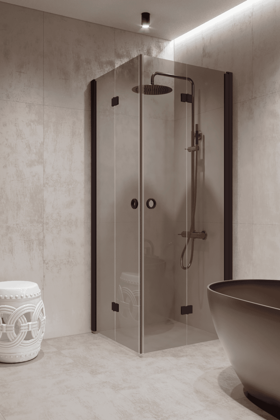 Shower enclosure Hietakari Forma 376, Cocoa frame, grey tinted glass Shower enclosure Hietakari Forma 376, Cocoa frame, grey tinted glass