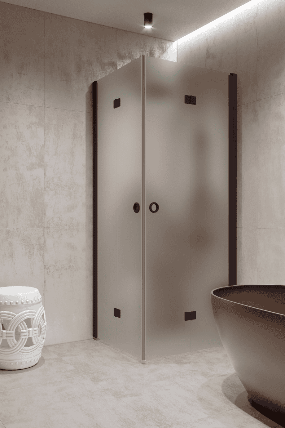 Shower enclosure Hietakari Forma 376, Cocoa frame, satin frosted glass Shower enclosure Hietakari Forma 376, Cocoa frame, satin frosted glass