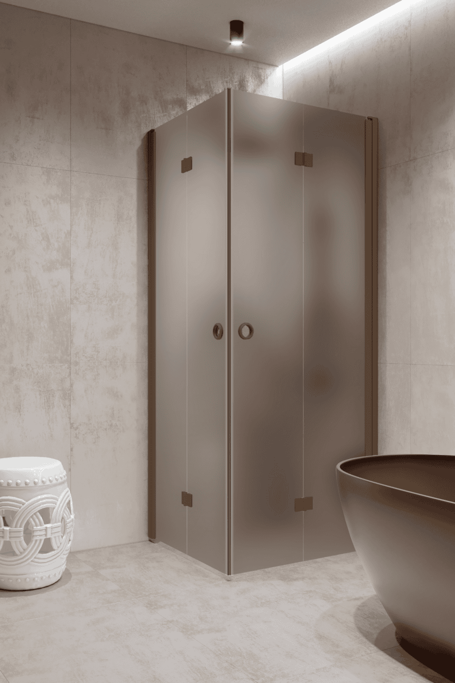 Shower enclosure Hietakari Forma 376, Mocha frame, brown satin glass Shower enclosure Hietakari Forma 376, Mocha frame, brown satin glass