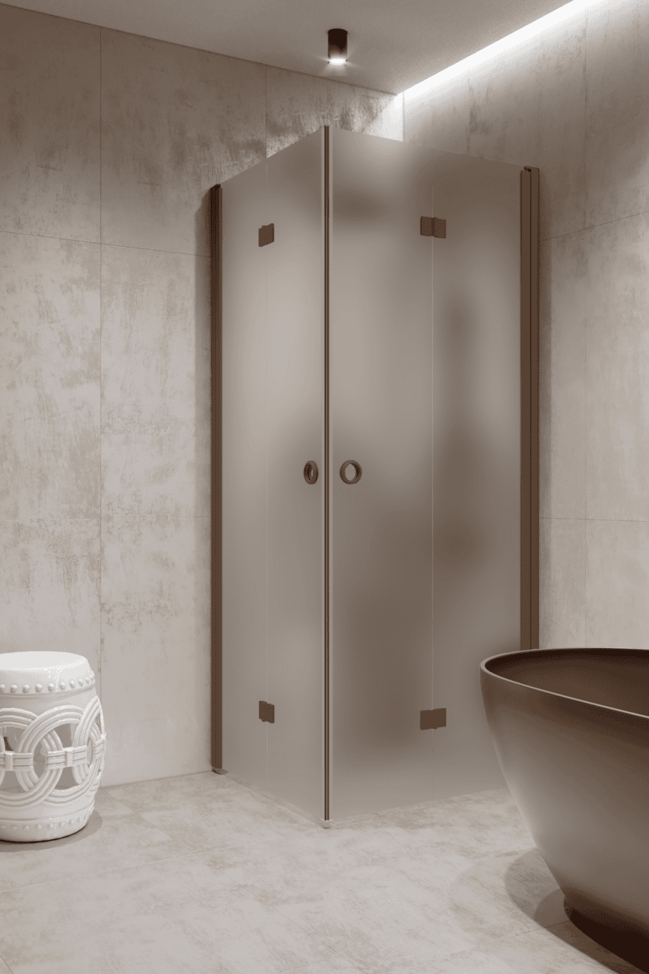 Shower enclosure Hietakari Forma 376, Mocha frame, satin frosted glass Shower enclosure Hietakari Forma 376, Mocha frame, satin frosted glass