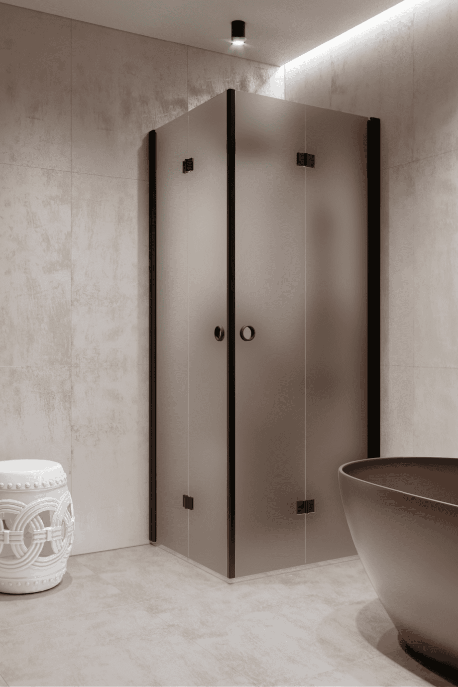 Shower enclosure Hietakari Forma 376, black frame, brown satin glass Shower enclosure Hietakari Forma 376, black frame, brown satin glass