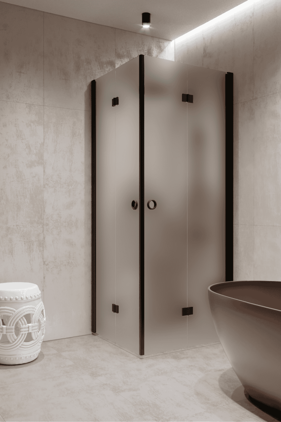 Shower enclosure Hietakari Forma 376, black frame, satin frosted glass Shower enclosure Hietakari Forma 376, black frame, satin frosted glass
